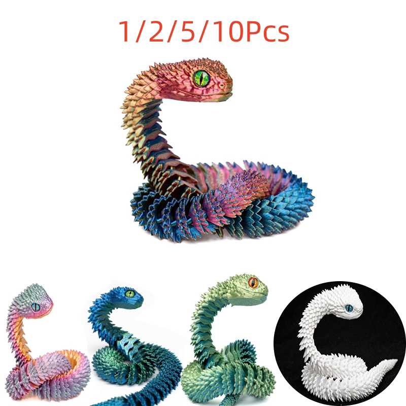 3D Printing Xmas - 1/2/5/10 ชิ้น 30/45 ซม. งูพิมพ์ลาย 3D