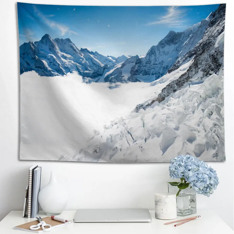 3D Printing Wall Loops - ฝ่ายบริการลูกค้าพิมพ์ลายดิจิทัลพิมพ์ลายภูมิทัศน์3D HD กำแพงหิมะสิ่งทอตกแต่งบ้าน