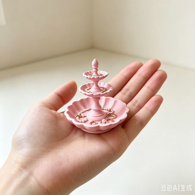 3D Print Isopropyl Alcohol - ถาดใส่เครื่องประดับเรซิ่นลายดอกไม้ 3 ชั้น สีชมพู พิมพ์ 3